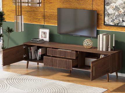 TV Stand With 2 Drawers, Media Console Table For TVs Up To 80'' For Living Room - Walnut