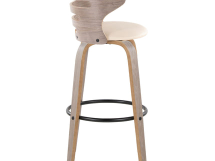 Cosini - Mid Century Modern Fixed Height, Barstool & Swivel And Round Footrest (Set of 2)