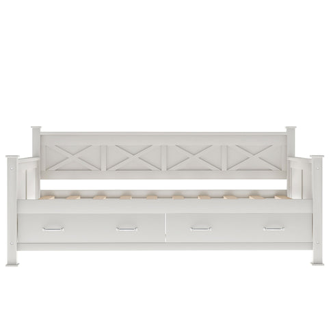Modern Daybed With 2 Large Drawers, X Shaped Frame