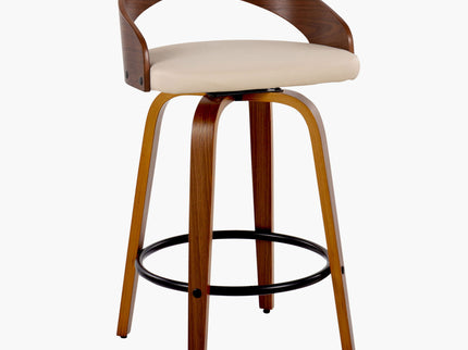 Grotto - Mid Century Modern Fixed Height Counter Stool With Swivel With Round Footrest (Set of 2)