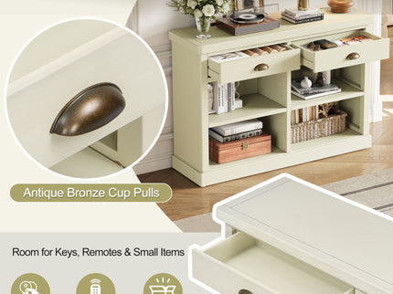 Console Table With 2 Drawers And Open Shelves