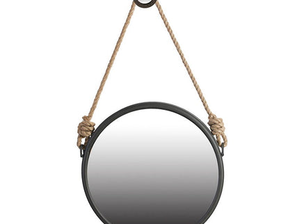 Handsome Cleveland Mirror With Rope Strap Contemporary Design Circle Mirror With Round Metal Frame For Wall Decor