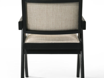 Jasper - Dining Arm Chairs With Upholstered Seat (Set of 2) - Ebony Black / Beige