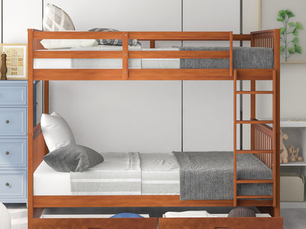 Bunk Bed With Ladders And 2 Storage Drawers