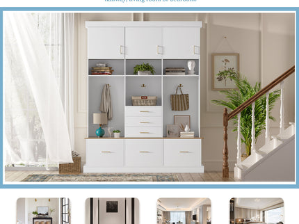 Entryway Hall Tree With Bench And Storage, 5 In 1 Coat Rack