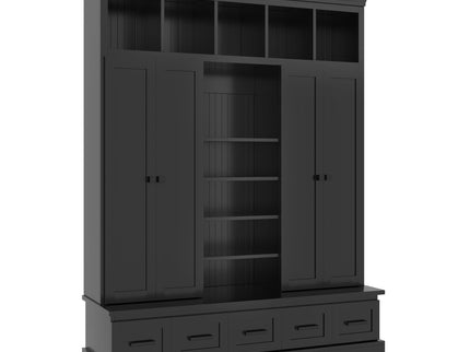 Hall Tree & Bench And 5 Storage Cubbies