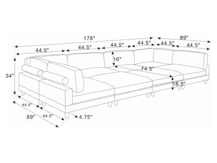 Modern Modular Sectional With Adjustable Back Support
