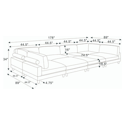 Modern Modular Sectional With Adjustable Back Support