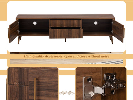 TV Stand With 2 Drawers, Media Console Table - Walnut