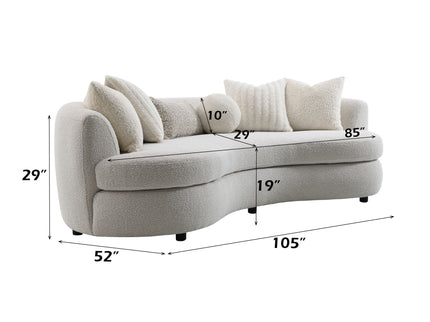Iniko - Boucle Sofa With Toss Pillows - Beige