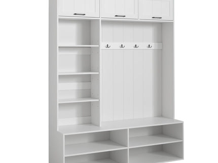 Farmhouse Hall Tree & Bench And Shoe Storage