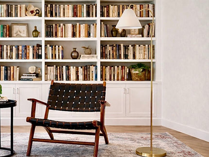 Majestic - Ring Base Curved Floor Lamp With Triangle Drum Shade - Gold / White