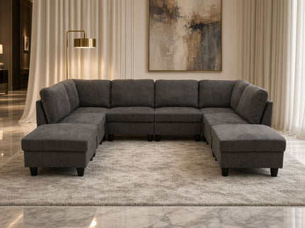8 Piece Modular U - Shape Sectional Sofa
