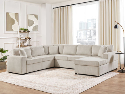 Oversized Sectional U-Shaped Sofa With Chaise Lounge And Three Soft Throw Pillows
