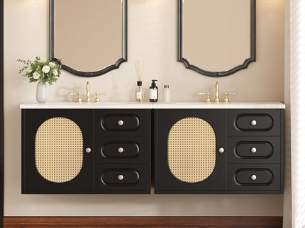 Bathroom Vanity Cabinet With Sink, 2 Drawers - Black