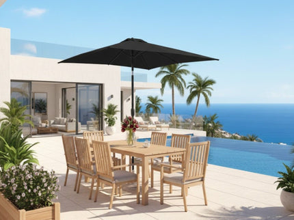Rectangular Patio Umbrella With Crank Tilt, Polyester UV-Resistant Canopy