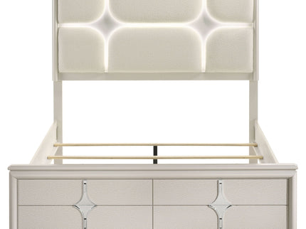 Gwendolyn - Queen Panel Bed With LED Headboard - White
