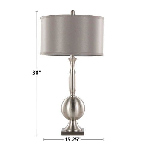 Joan - Contemporary Table Lamp (Set of 2) - Nickel / Gray Satin