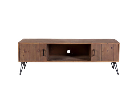 Industrial Style Reclaimed Wood Media TV Stand With Storage Cabinet For Living Media Room - Natural