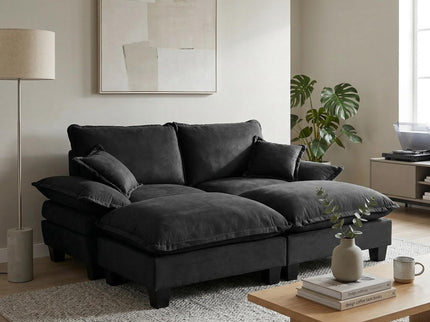 Modular Sectional Sofa With Movable Ottoman & Pillows