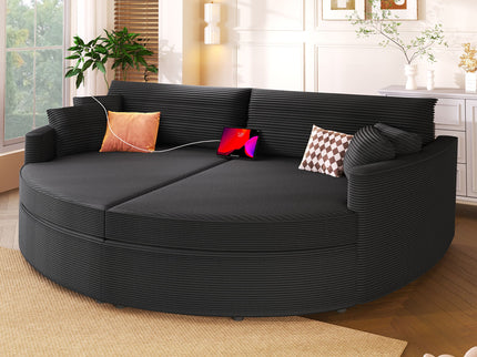 Oversized Double Chaise Lounge Sofa With USB Ports