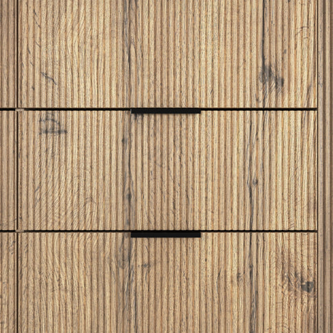 Modern 6 Drawer Cabinet With Metal Rounded Corners And Exquisite Handles Multi Functional Storage - Natural Wood