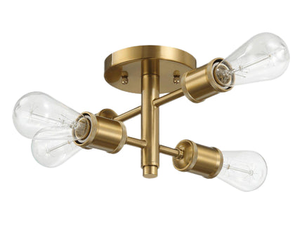Ephemeral - 4 Lights Semi Flush Mount Ceiling Pendant - Antique Brass / Clear / Gold