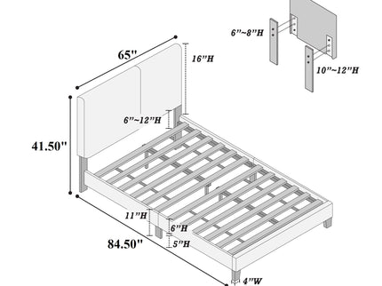 Upholstered Bed With Adjustable Headboard