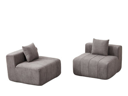 Modular Sectional Sofa With 2 Pillows, Symmetrical Design