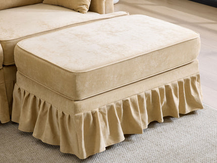 Cloud Sofa With Removable Ruffled Skirt With Ottoman And Flared Arms