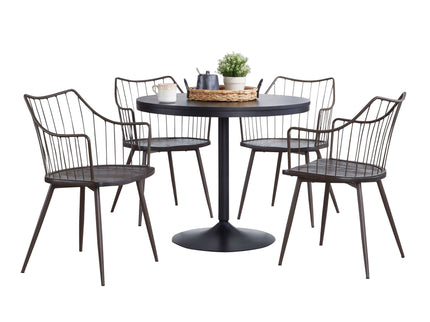 Dakota Winston - 5 Piece Contemporary Dining Set - Black / Brown / Dark Walnut