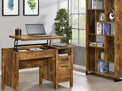 6 Tier Rectangular Bookcase With Accents - Brown