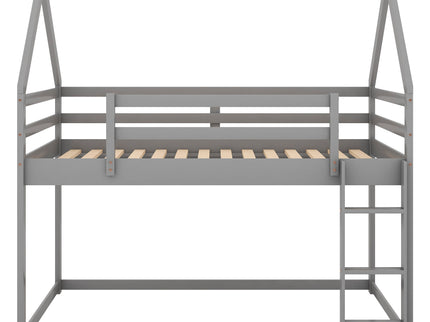 Low Bunk Bed With House Shaped Frame And Ladder