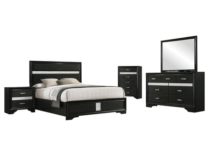 Modern Bedroom Set With Upholstered Headboard And Textured Storage