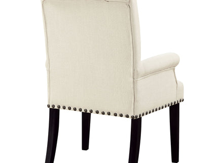 Vaughn - Upholstered Dining Chair With Tapered Legs And Nailhead Trim - Beige