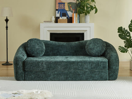 Curved Convertible Sofa, 2 In 1 Frameless Folding Sofa Bed With Pull Out Base And Deep Seat