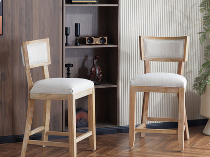 Upholstered Counter Height Bar Stools With Comfy Back (Set of 2)