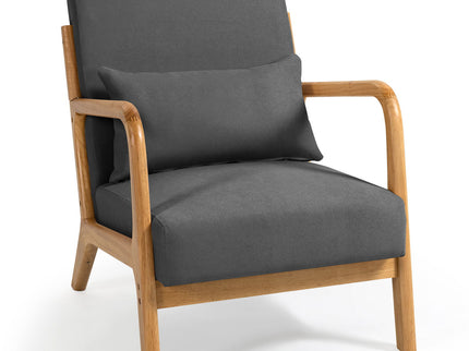 Leisure Chair With Solid Wood Armrest And Feet, Mid-Century Modern Accent Sofa, 1 Seat