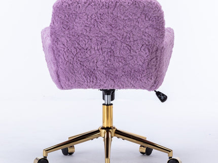 Office Chair, Artificial Rabbit Hair Home Office Chair With Metal Base, Adjustable Desk Chair Swivel Office Chair, Vanity Chair