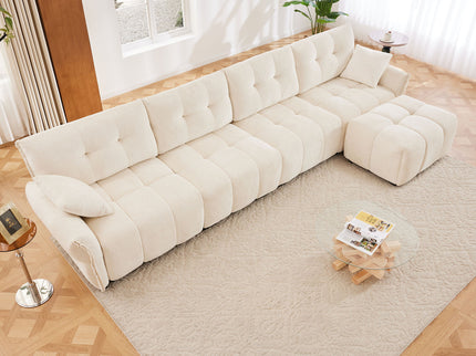 Sofa Set With Ottoman And Pillows, Textured, High Resilience Cushions