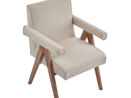 Contemporary Poppy Fabric Dining Armchair With Rubberwood Legs
