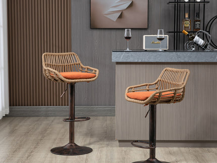 Modern Swivel Bar Stools Adjustable Counter Chairs With Footrest (Set of 2)