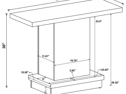 Fiona - Pedestal Console Table With Geometric Design - Cappuccino