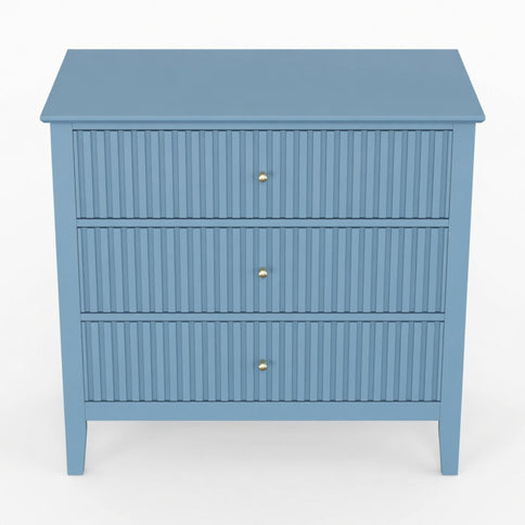Fluted 3 Drawer Nightstand With Soft Close Slides