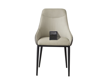 Modern Dining Chair Set Upholstered Seats Steel Metal Legs 2 Tone Contemporary Kitchen Living Room Furniture (Set of 2) - Black / Gray