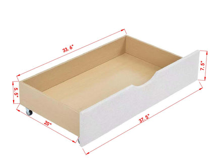 Upholstered Tufted Daybed With 2 Drawers, Waved Arms