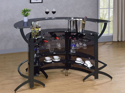 Elaina - 3 Piece Curved Freestanding Home Bar - Black