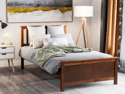 Platform Bed With Headboard, Footboard And Wood Slat Support