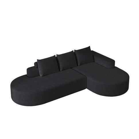 Modern Curved Sofa, L-Shaped Modular Sectional Set With 3 Pillows