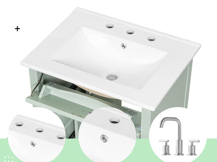 Modern Bathroom Vanity With Sink, Flip Drawer, 2 Drawers, Adjustable Shelf